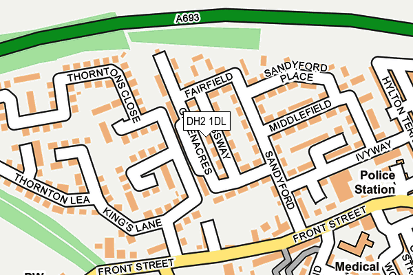 DH2 1DL map - OS OpenMap – Local (Ordnance Survey)