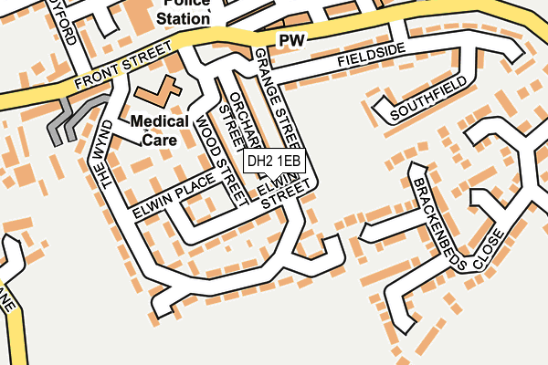 DH2 1EB map - OS OpenMap – Local (Ordnance Survey)