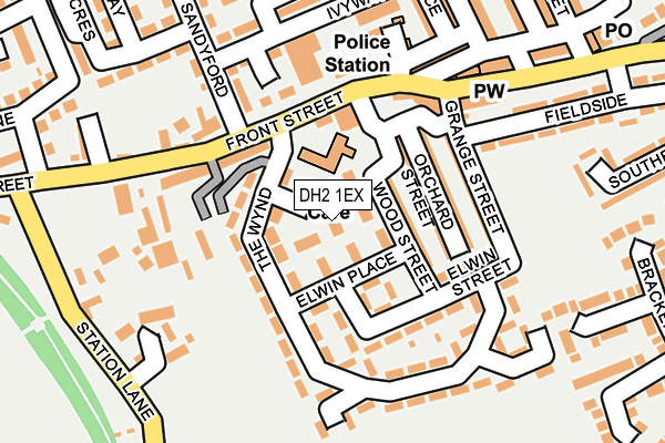 DH2 1EX map - OS OpenMap – Local (Ordnance Survey)