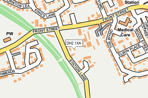 DH2 1XA map - OS OpenMap – Local (Ordnance Survey)