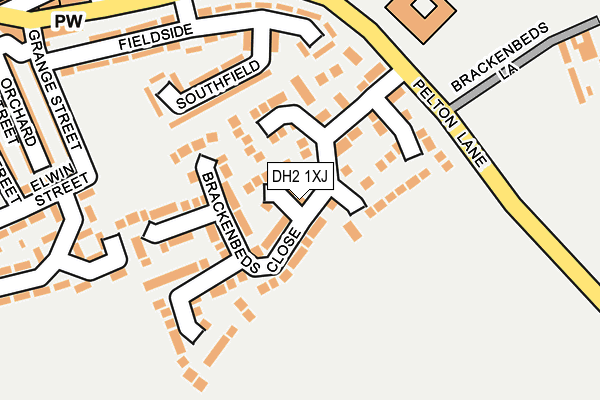 DH2 1XJ map - OS OpenMap – Local (Ordnance Survey)