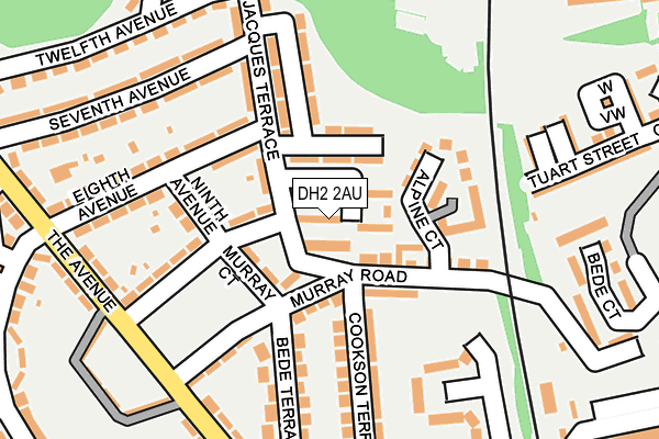 DH2 2AU map - OS OpenMap – Local (Ordnance Survey)