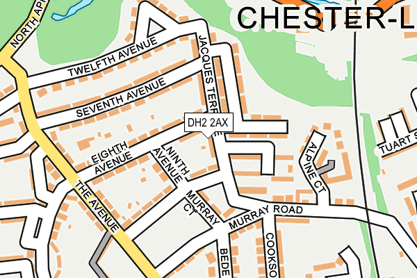 DH2 2AX map - OS OpenMap – Local (Ordnance Survey)