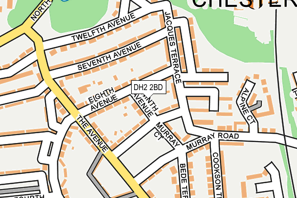 DH2 2BD map - OS OpenMap – Local (Ordnance Survey)