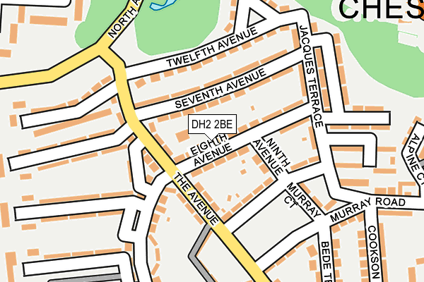 DH2 2BE map - OS OpenMap – Local (Ordnance Survey)