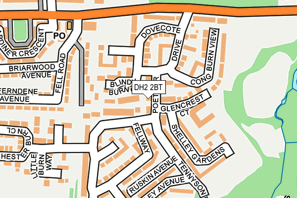 DH2 2BT map - OS OpenMap – Local (Ordnance Survey)
