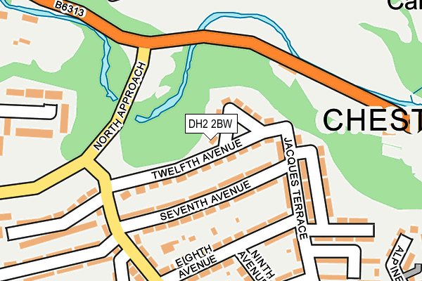DH2 2BW map - OS OpenMap – Local (Ordnance Survey)