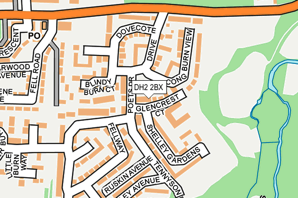 DH2 2BX map - OS OpenMap – Local (Ordnance Survey)