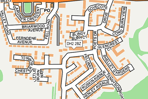 DH2 2BZ map - OS OpenMap – Local (Ordnance Survey)