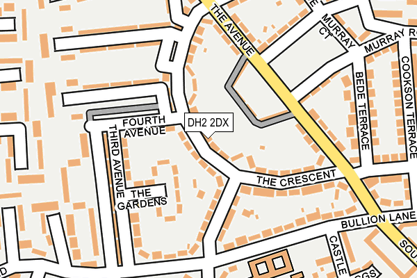 DH2 2DX map - OS OpenMap – Local (Ordnance Survey)