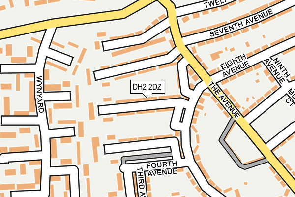 DH2 2DZ map - OS OpenMap – Local (Ordnance Survey)