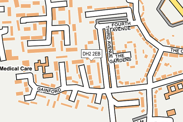 DH2 2EB map - OS OpenMap – Local (Ordnance Survey)
