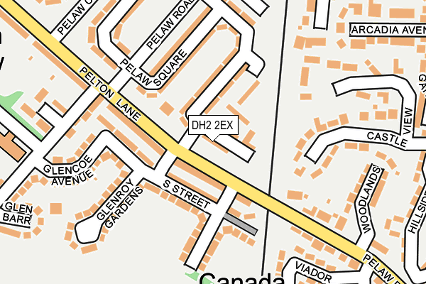 DH2 2EX map - OS OpenMap – Local (Ordnance Survey)