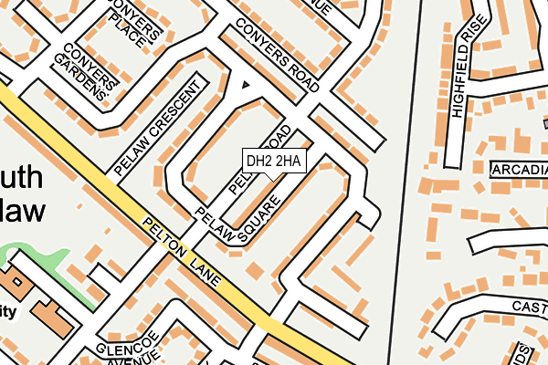 DH2 2HA map - OS OpenMap – Local (Ordnance Survey)