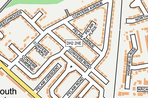 DH2 2HE map - OS OpenMap – Local (Ordnance Survey)