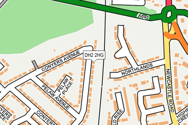 DH2 2HG map - OS OpenMap – Local (Ordnance Survey)