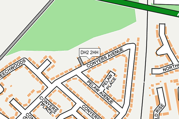 DH2 2HH map - OS OpenMap – Local (Ordnance Survey)