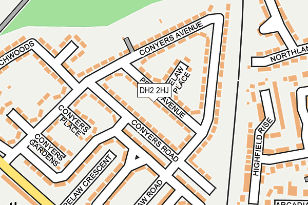 DH2 2HJ map - OS OpenMap – Local (Ordnance Survey)