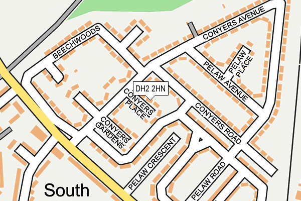 DH2 2HN map - OS OpenMap – Local (Ordnance Survey)