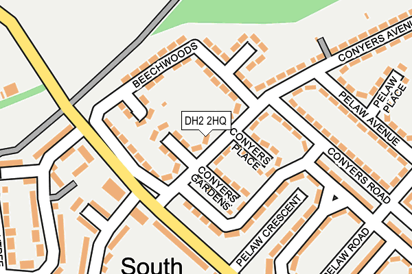 DH2 2HQ map - OS OpenMap – Local (Ordnance Survey)