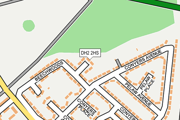 DH2 2HS map - OS OpenMap – Local (Ordnance Survey)