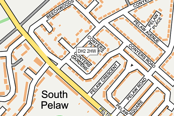 DH2 2HW map - OS OpenMap – Local (Ordnance Survey)
