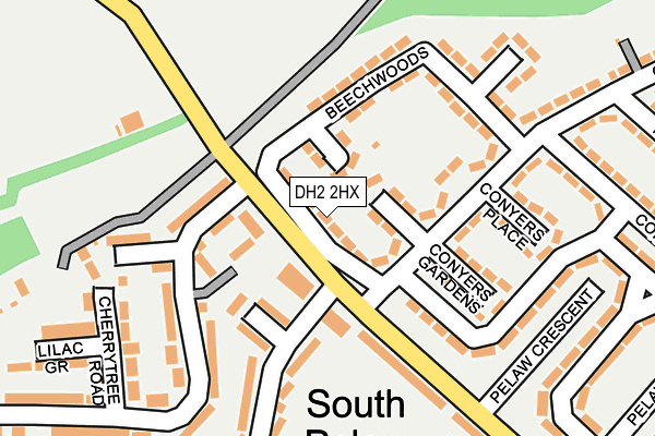 DH2 2HX map - OS OpenMap – Local (Ordnance Survey)