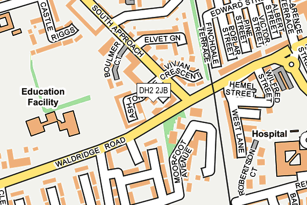 DH2 2JB map - OS OpenMap – Local (Ordnance Survey)
