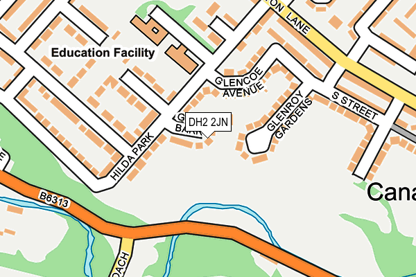 DH2 2JN map - OS OpenMap – Local (Ordnance Survey)