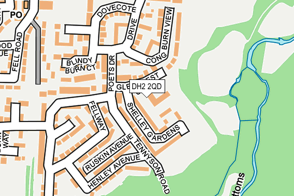 DH2 2QD map - OS OpenMap – Local (Ordnance Survey)