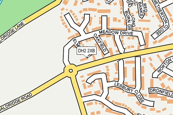 DH2 2XB map - OS OpenMap – Local (Ordnance Survey)