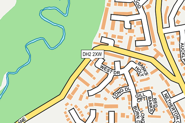 DH2 2XW map - OS OpenMap – Local (Ordnance Survey)