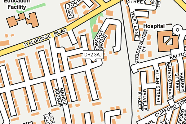 DH2 3AJ map - OS OpenMap – Local (Ordnance Survey)