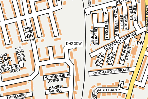 DH2 3DW map - OS OpenMap – Local (Ordnance Survey)