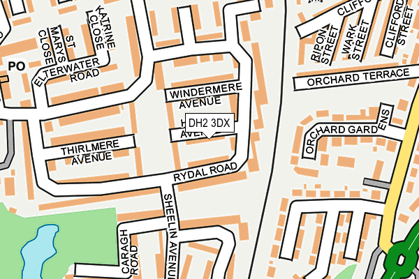 DH2 3DX map - OS OpenMap – Local (Ordnance Survey)