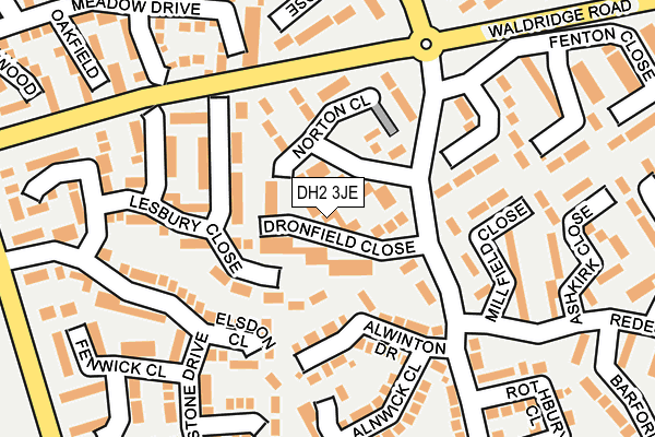 DH2 3JE map - OS OpenMap – Local (Ordnance Survey)