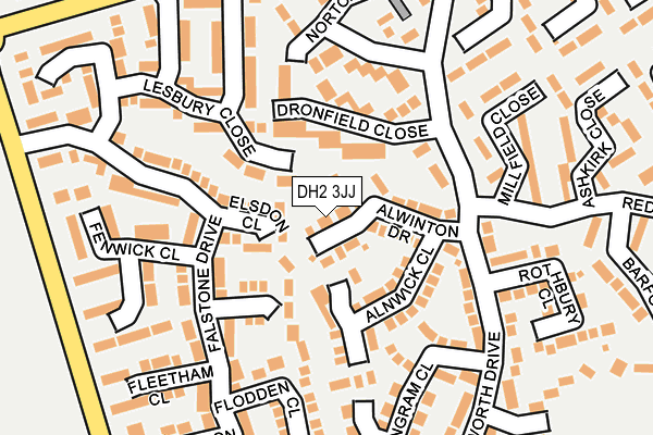 DH2 3JJ map - OS OpenMap – Local (Ordnance Survey)