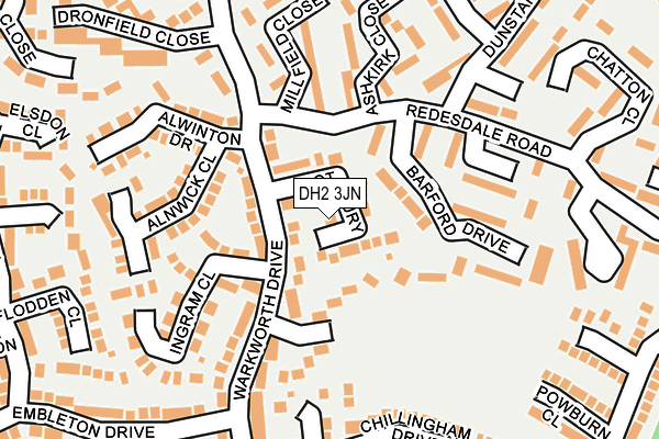 DH2 3JN map - OS OpenMap – Local (Ordnance Survey)
