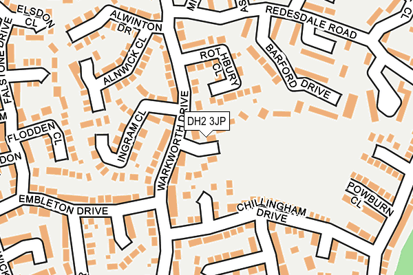 DH2 3JP map - OS OpenMap – Local (Ordnance Survey)