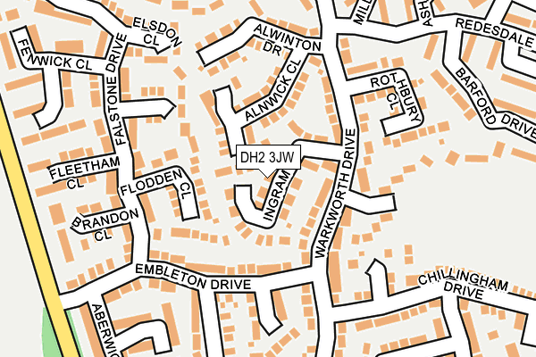 DH2 3JW map - OS OpenMap – Local (Ordnance Survey)