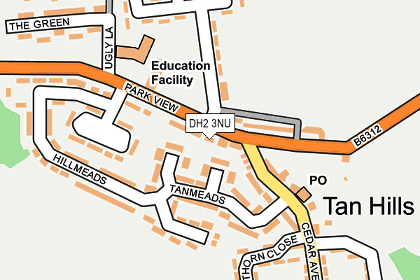 DH2 3NU map - OS OpenMap – Local (Ordnance Survey)