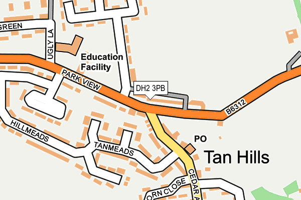 DH2 3PB map - OS OpenMap – Local (Ordnance Survey)