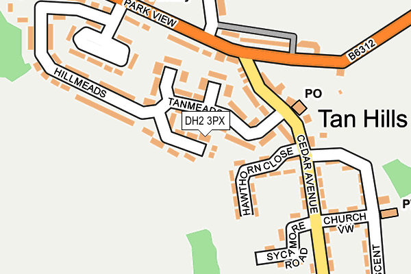 DH2 3PX map - OS OpenMap – Local (Ordnance Survey)