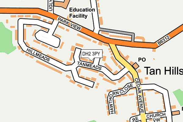 DH2 3PY map - OS OpenMap – Local (Ordnance Survey)