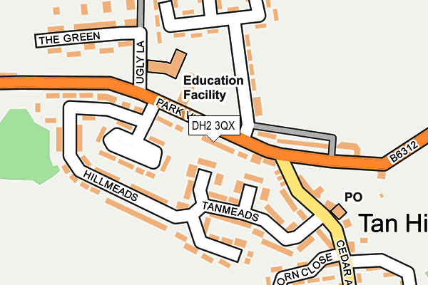DH2 3QX map - OS OpenMap – Local (Ordnance Survey)