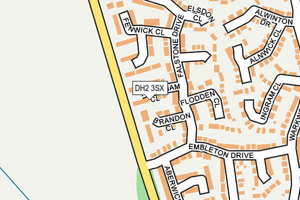 DH2 3SX map - OS OpenMap – Local (Ordnance Survey)