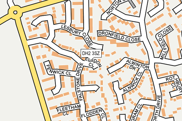 DH2 3SZ map - OS OpenMap – Local (Ordnance Survey)