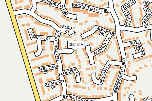 DH2 3TA map - OS OpenMap – Local (Ordnance Survey)
