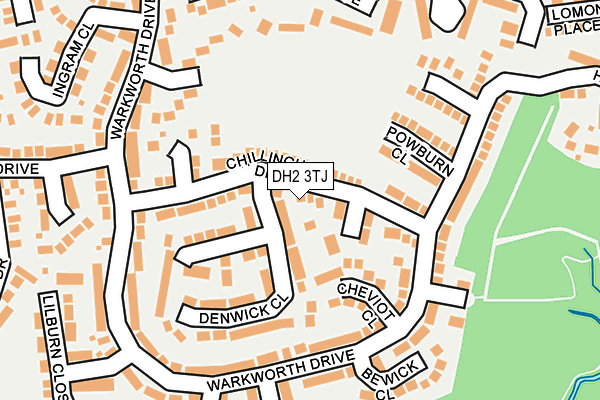 DH2 3TJ map - OS OpenMap – Local (Ordnance Survey)