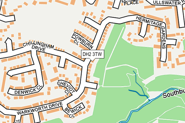 DH2 3TW map - OS OpenMap – Local (Ordnance Survey)